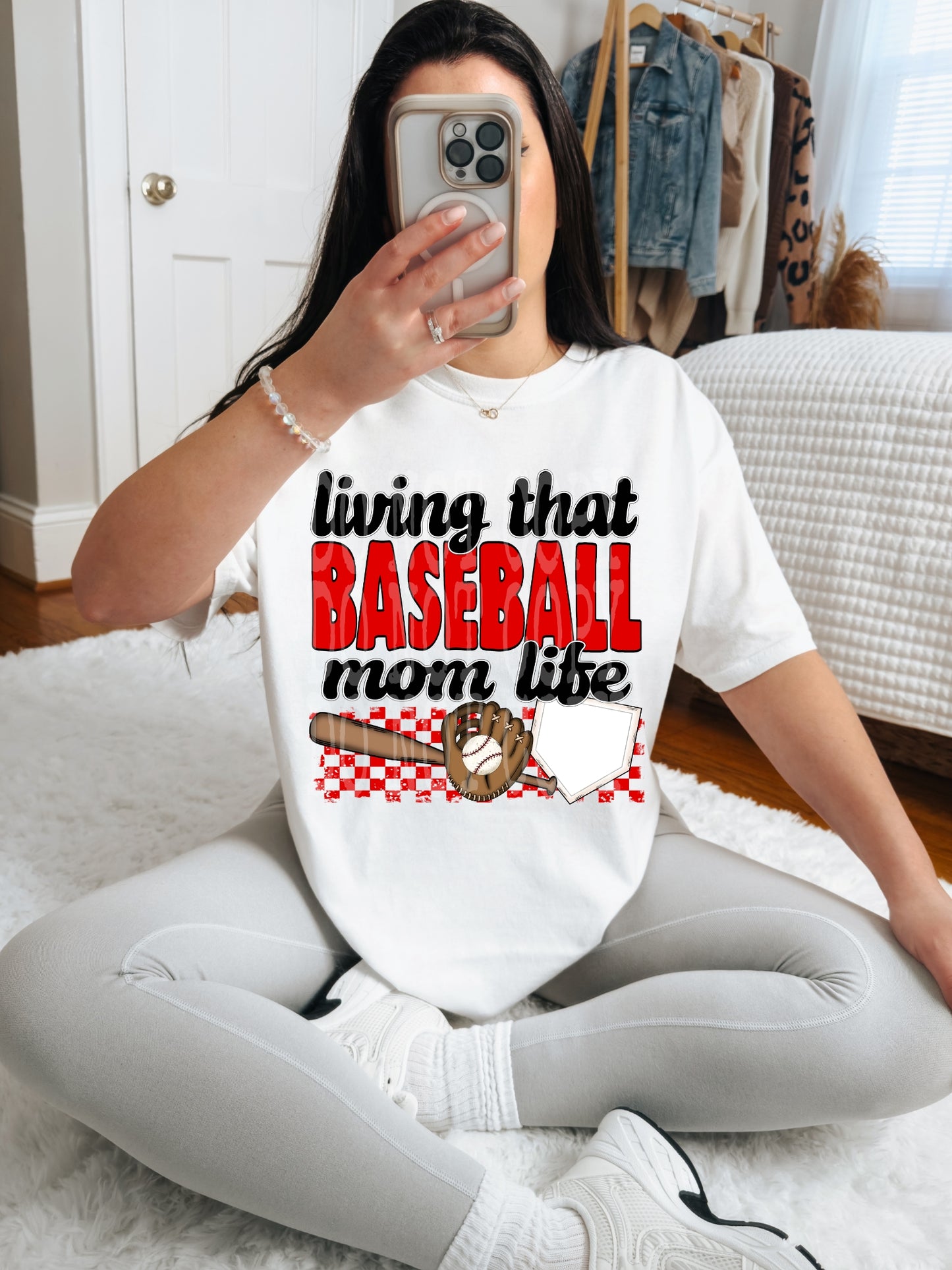 Living That Baseball Mom Life (Red)- DTF TRANSFER (DDVA FDC Sports Collab)