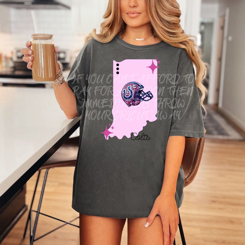 Colts- DTF TRANSFER (WRS) faux rhinestone pink helmets preppy pink football