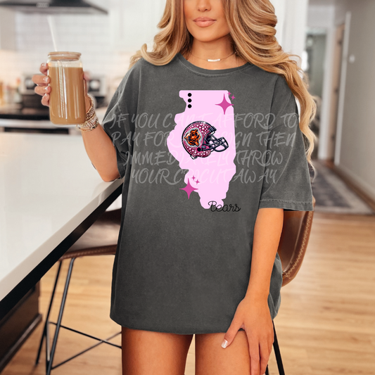 Bears- DTF TRANSFER (WRS) faux rhinestone pink helmets preppy pink football