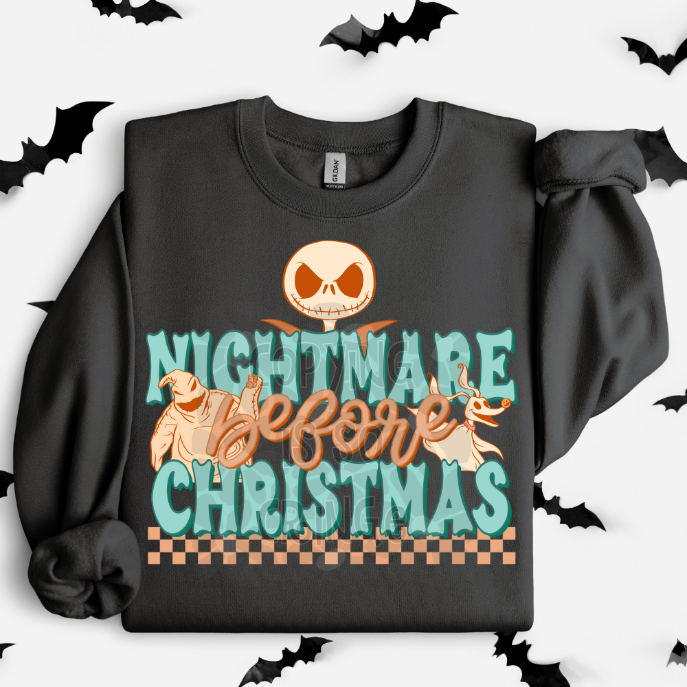 NBC Nightmare checkered blue - DTF TRANSFER (SCRLW)