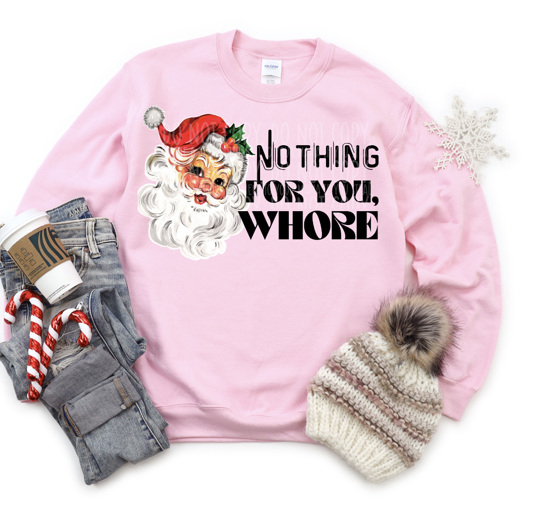 Santa Nothing for you, WHORE funny- DTF TRANSFER ONLY