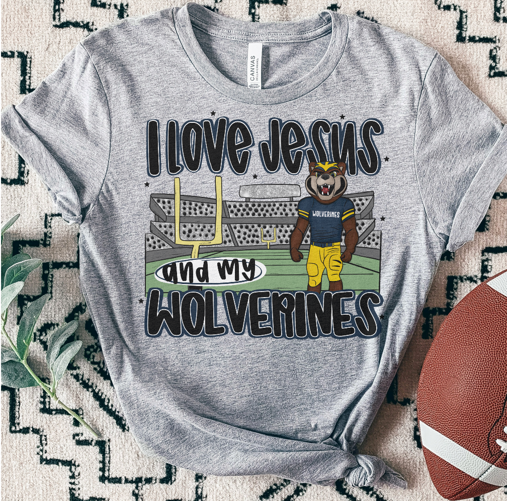 WOLVERINES ; I love Jesus and Football - DTF TRANSFER (SAL JUNE25)