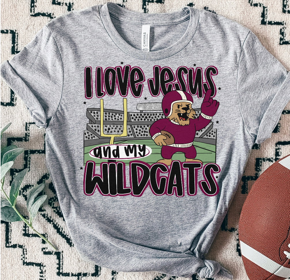 WILDCATS ; I love Jesus and Football - DTF TRANSFER (SAL JUNE25)