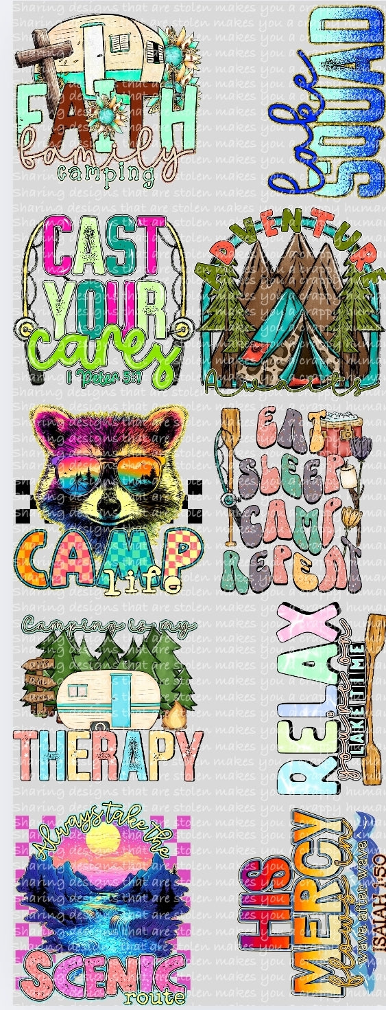Camping (incl faith-based) premade gang sheet (CST)