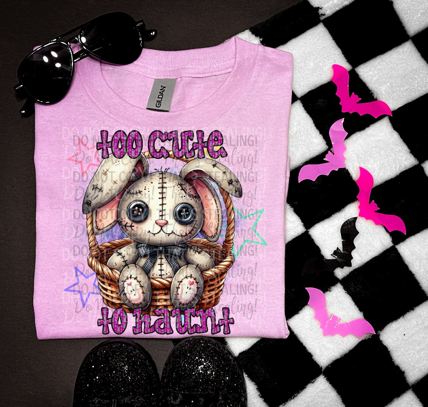 Too cute to haunt bunny PINK-DTF TRANSFER (PEEPSHOW)