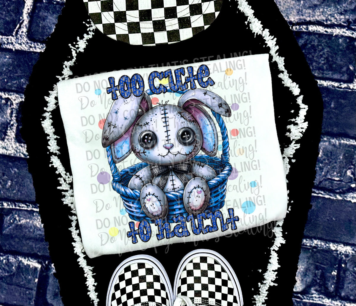 Too cute to haunt bunny BLUE-DTF TRANSFER (PEEPSHOW)