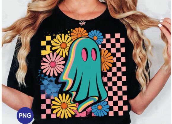 Floral checkered ghost - DTF TRANSFER (CFD)