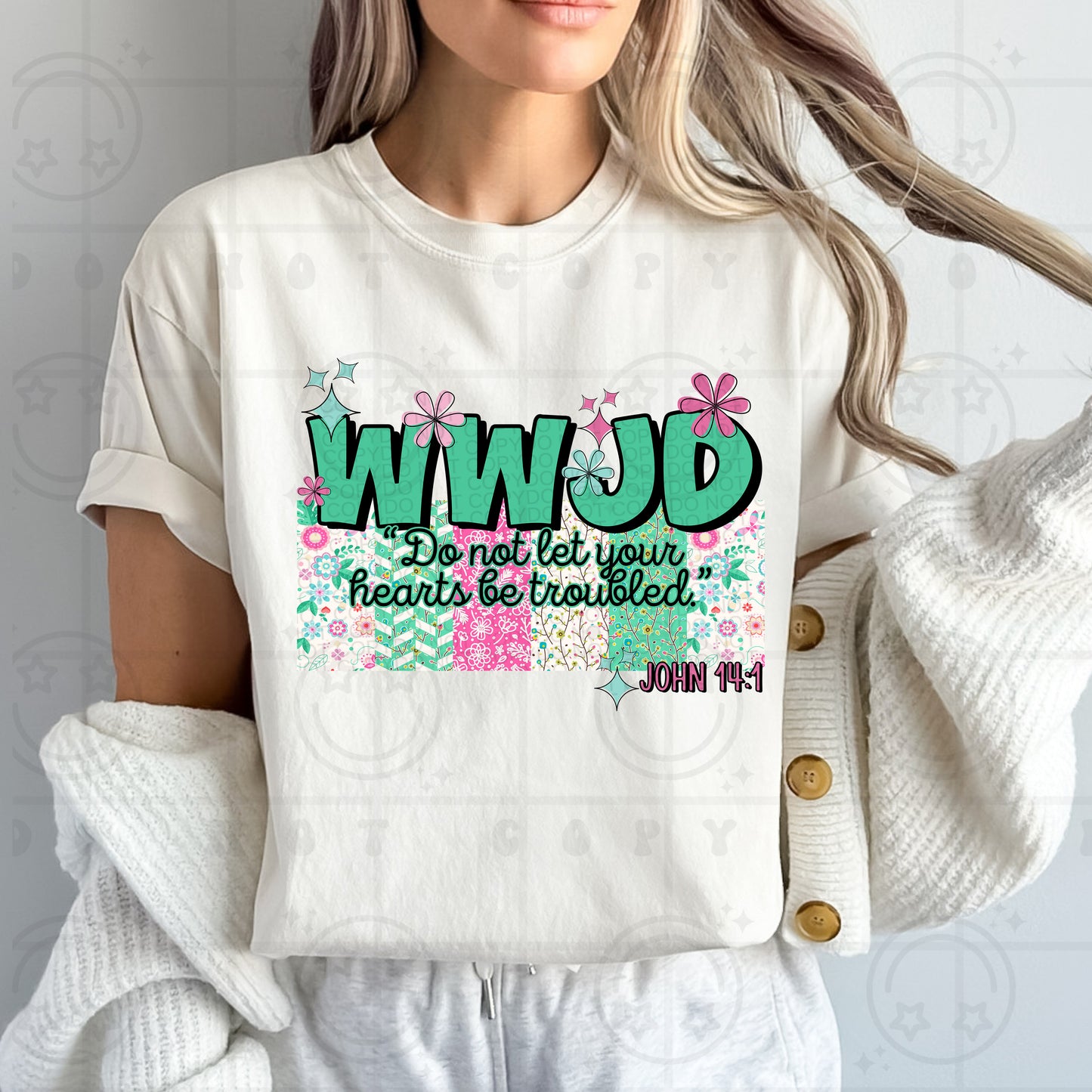 WWJD Do not let your hearts be troubled-DTF TRANSFER (HWD/Mar25)