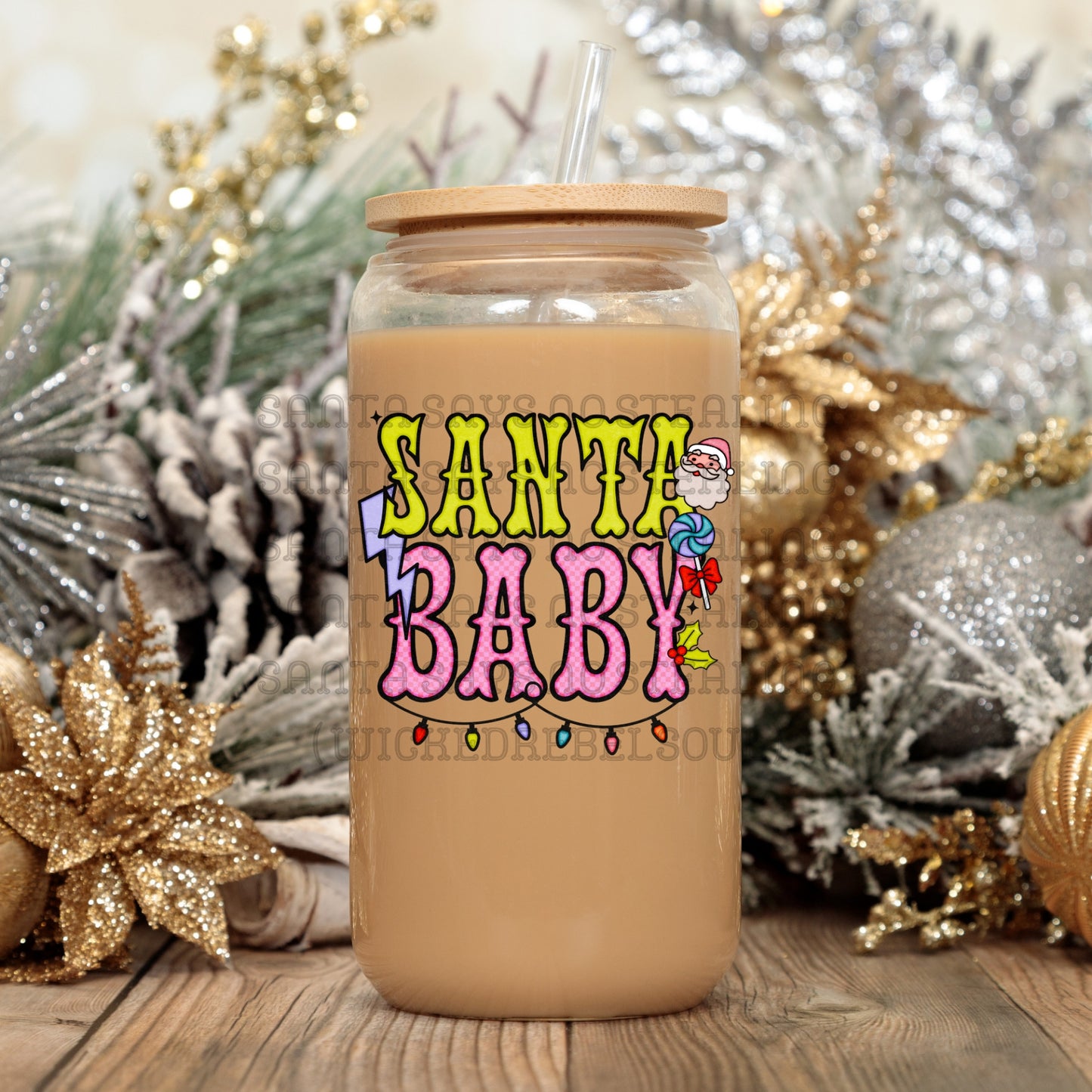 Santa baby girly - UV DTF DECAL (Xmas in July Collab saved/BBDc)