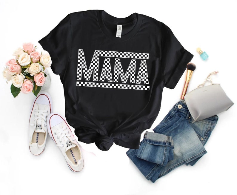 Mama checkered retro WHITE - DTF TRANSFER ONLY