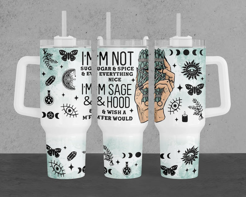 Sage & Hood ; UV DTF 40OZ TUMBLER Wrap (top & bottom)