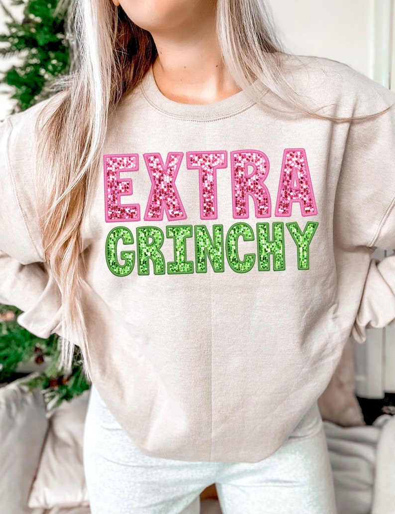 Extra grouchy faux embroidery and sequins - DTF TRANSFER ONLY