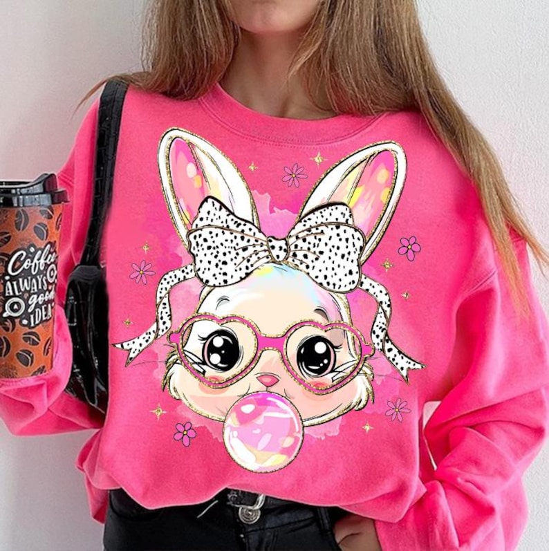 Bubblegum bunny flowers - DTF TRANSFER