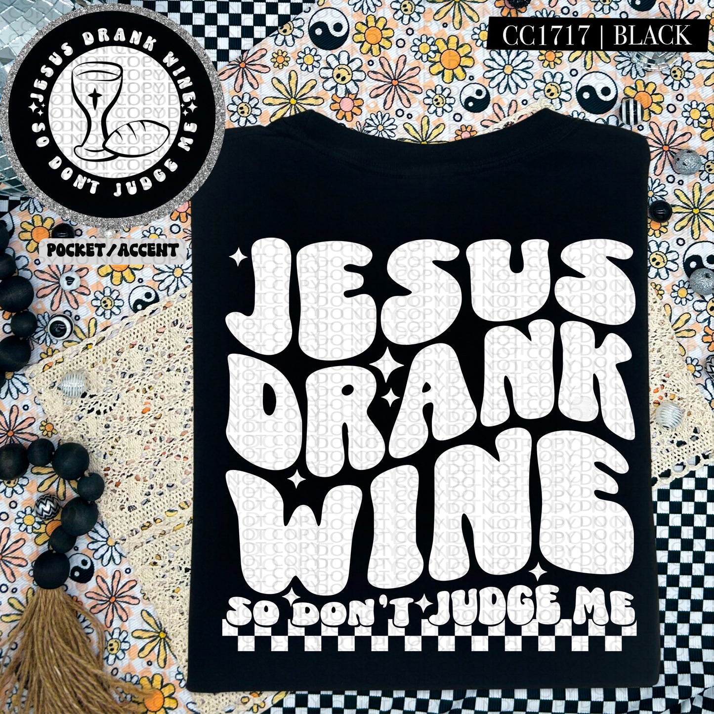 Jesus drank wine (white)-DTF TRANSFER (HWD/F25)