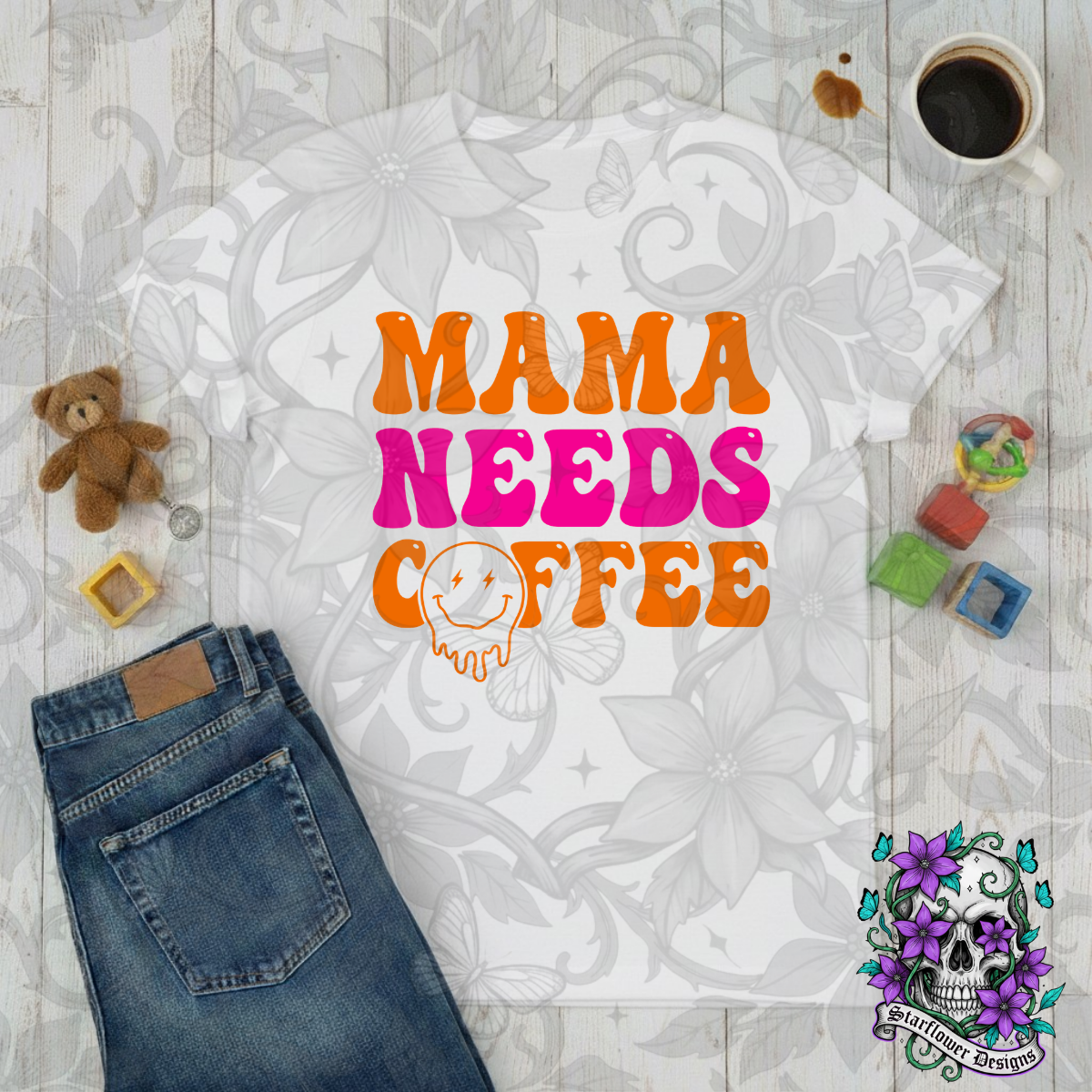 Mama needs coffee (DD)-DTF TRANSFER (RIOTMAMA)