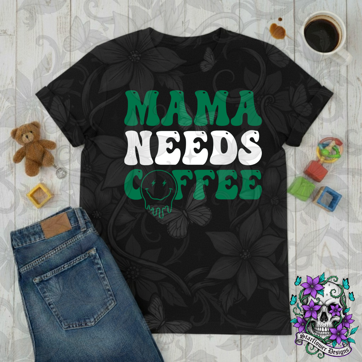 Mama needs coffee (SB)-DTF TRANSFER (RIOTMAMA)