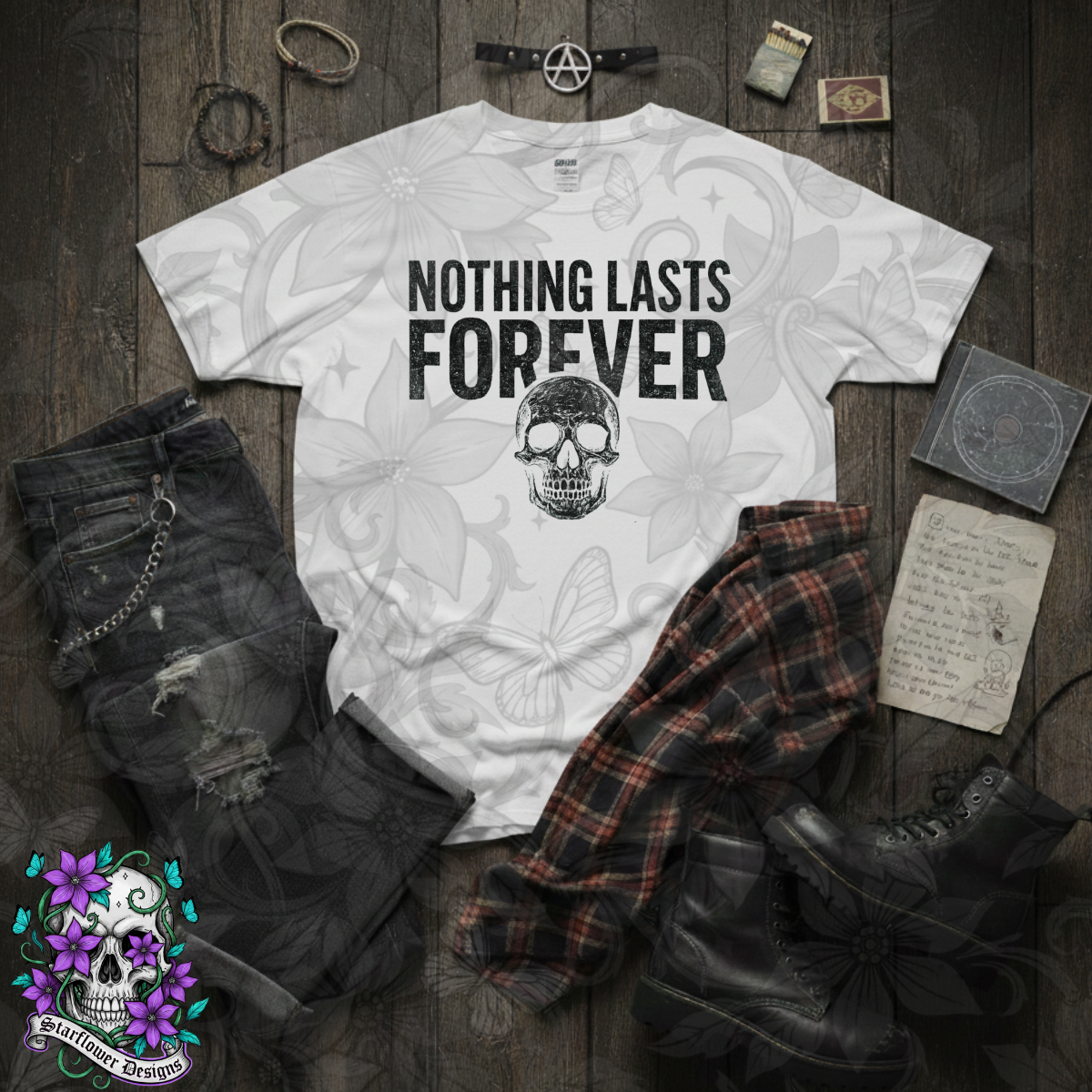 Nothing Lasts Forever (Black) -DTF TRANSFER (Raisedon90s)