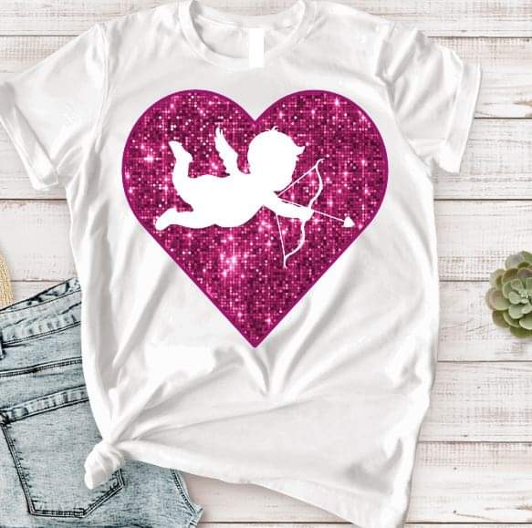 Cupid Heart Dark Pink - DTF TRANSFER (TD)