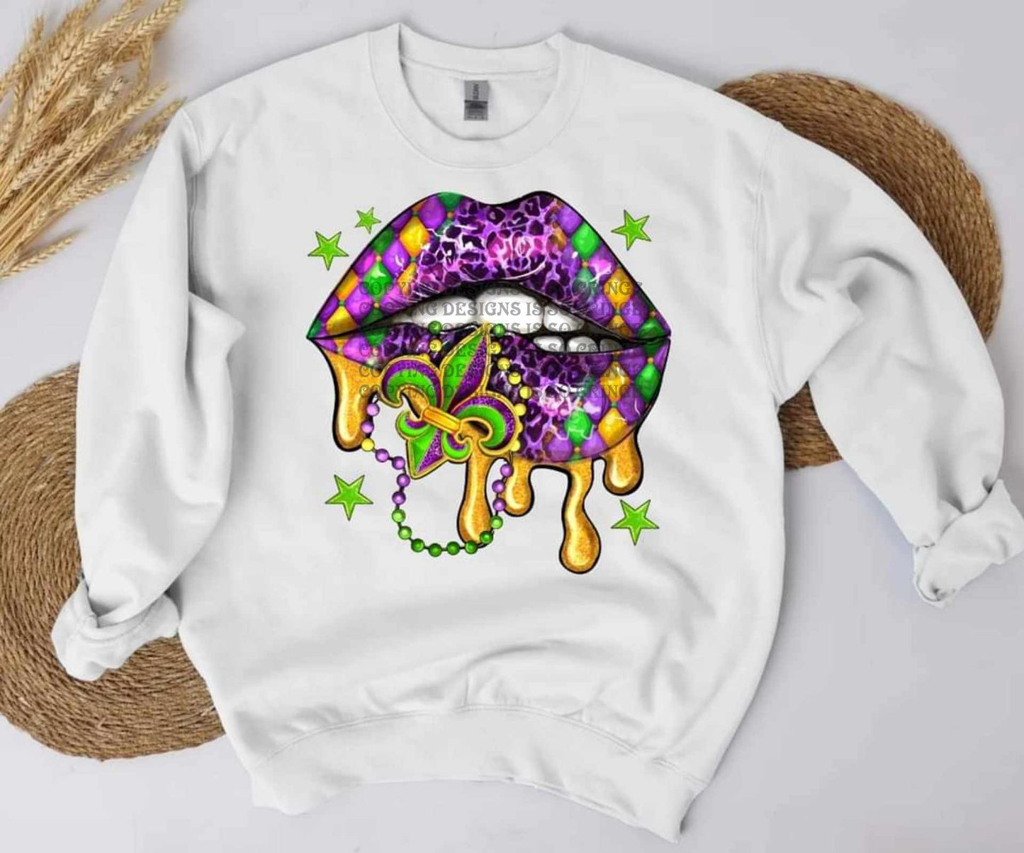 Mardi Gras Dripping Lips - DTF TRANSFER Mardi Gras