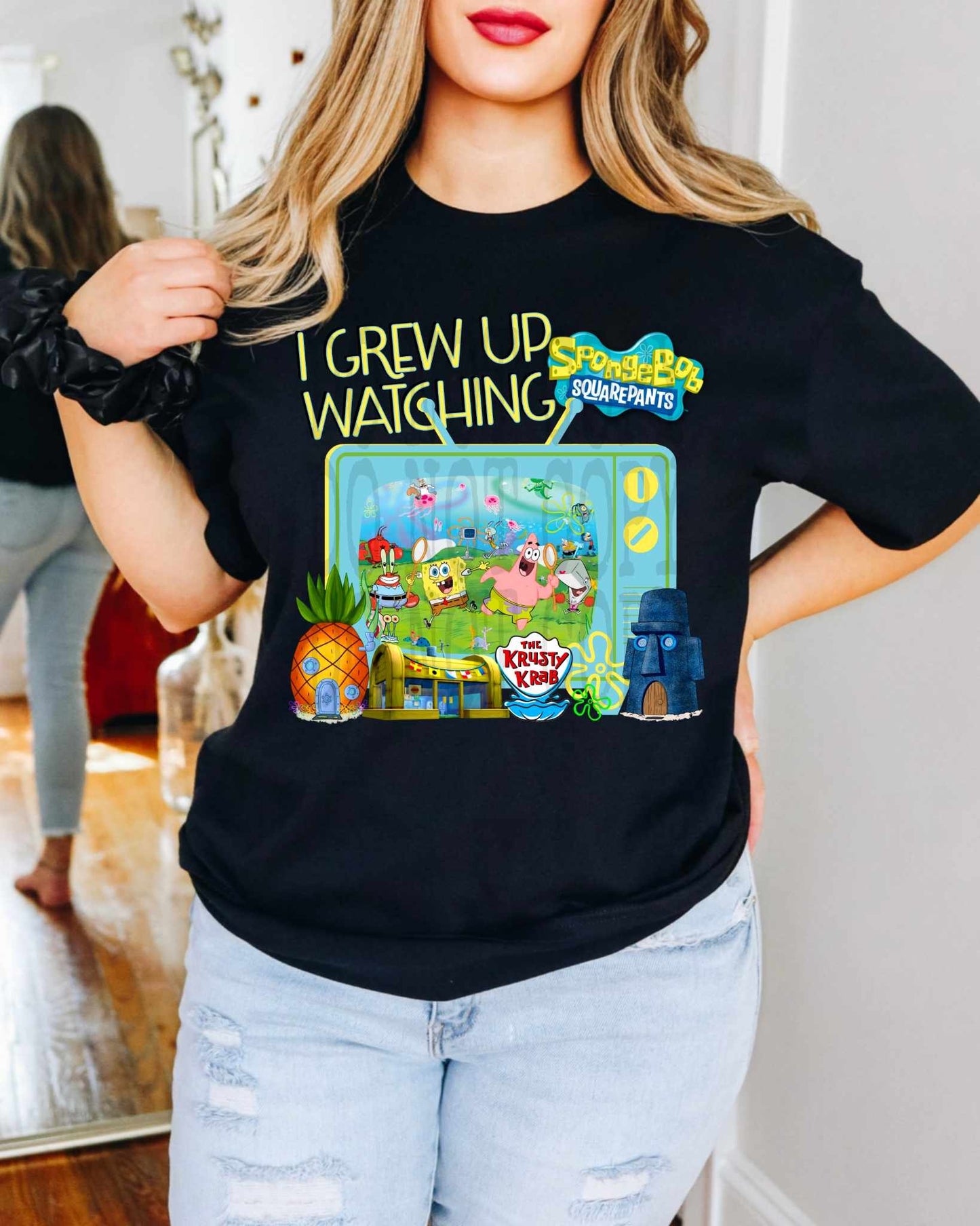 Sponge blue I grew up watching TV - DTF TRANSFER (DDV)