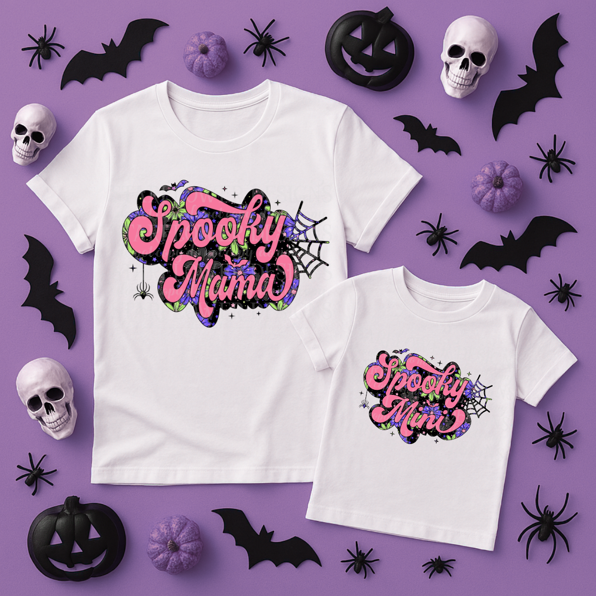 Floral Spooky Mama, Mini, or Daddy (you choose!) - DTF TRANSFER ONLY (SFD JLY25)