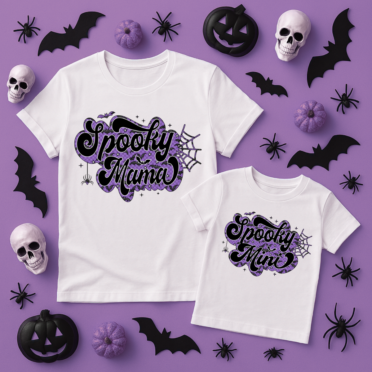 Purple Batty Spooky Mama, Mini, or Daddy (you choose!) - DTF TRANSFER ONLY (SFD JLY25)