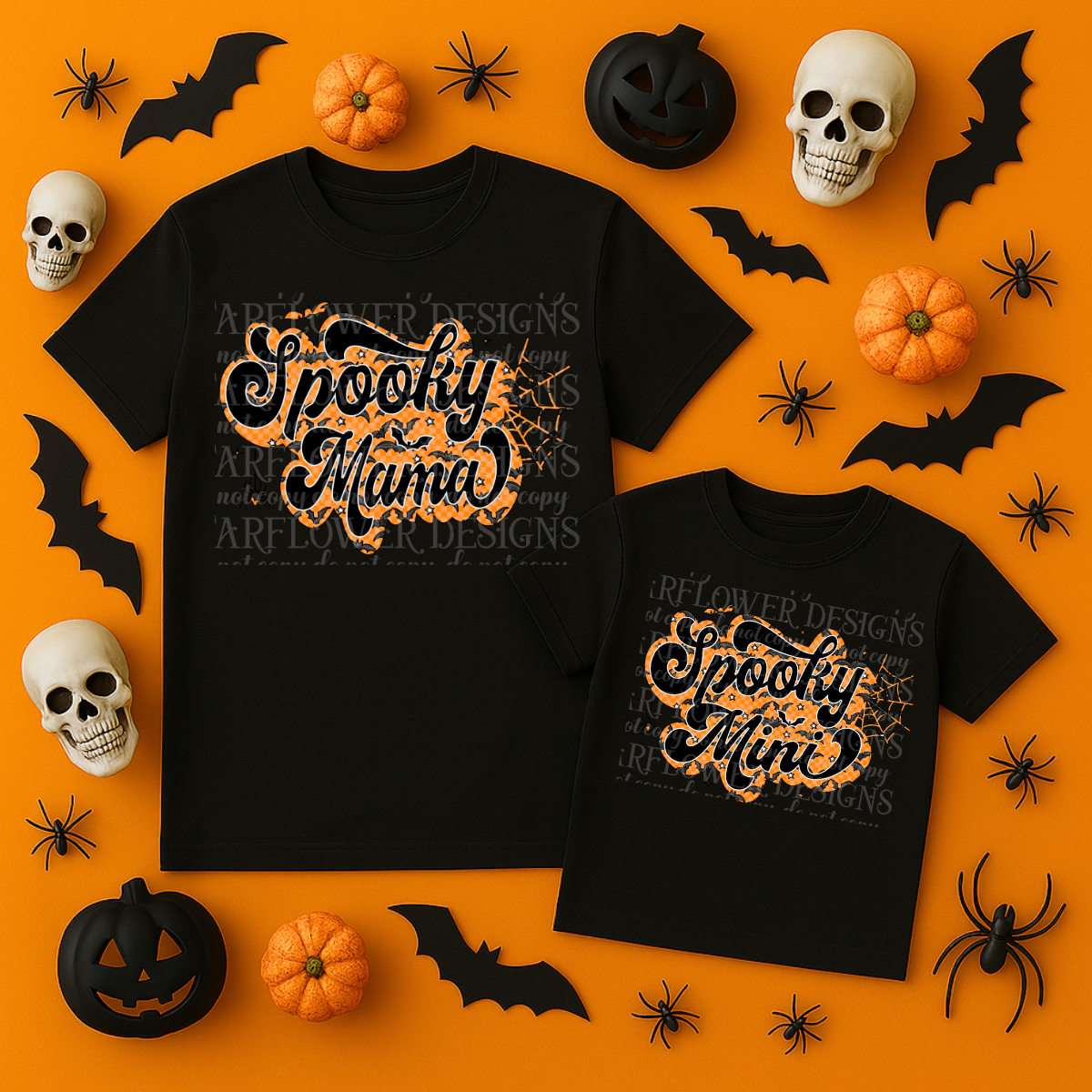 Orange Batty Spooky Mama, Mini, or Daddy (you choose!) - DTF TRANSFER ONLY (SFD JLY25)