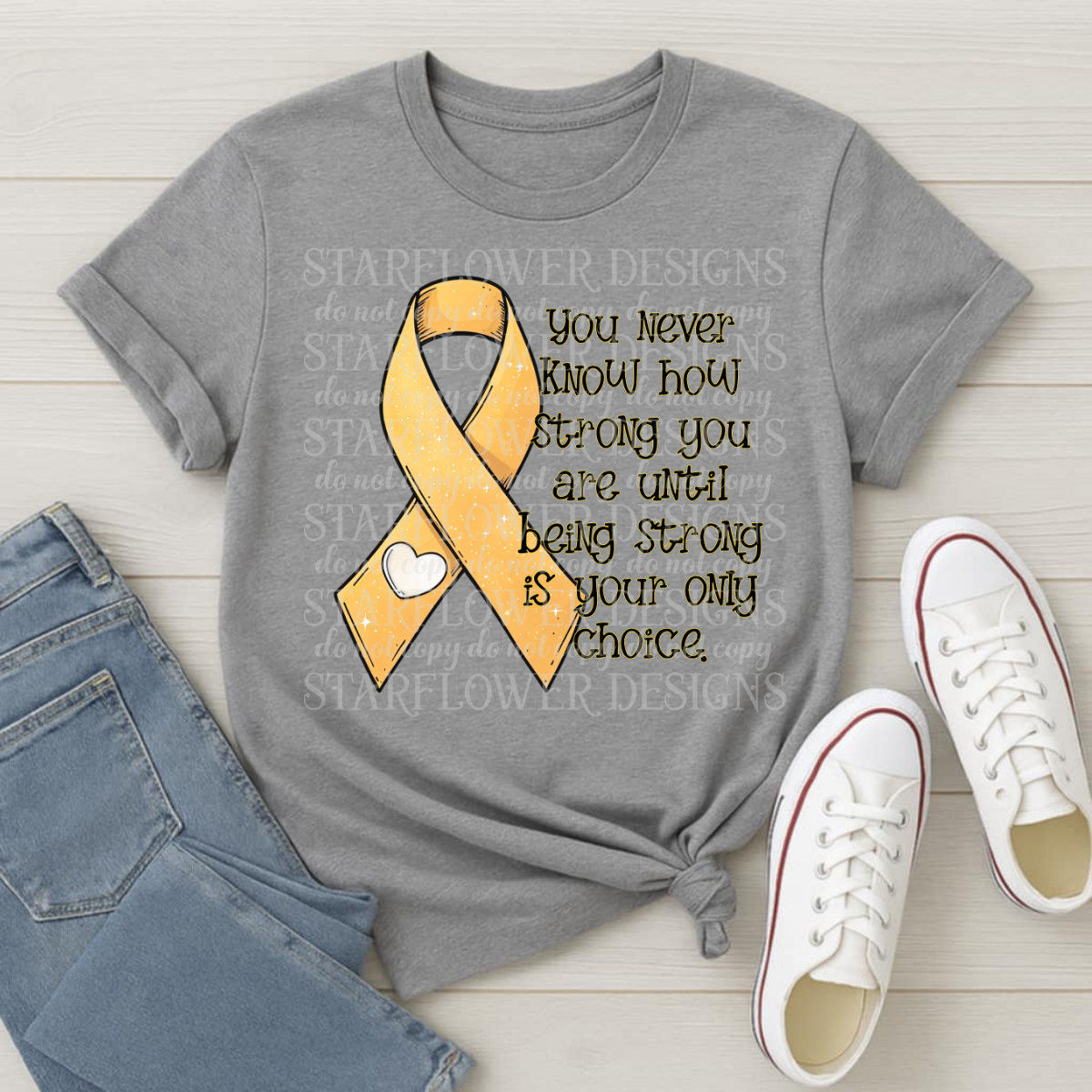 You never know how strong Gold Ribbon- DTF TRANSFER (SFD SEPT25)