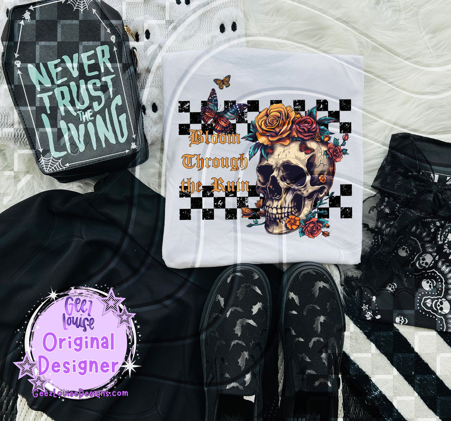 Checker Bloom through ruin- DTF TRANSFER (GL825)