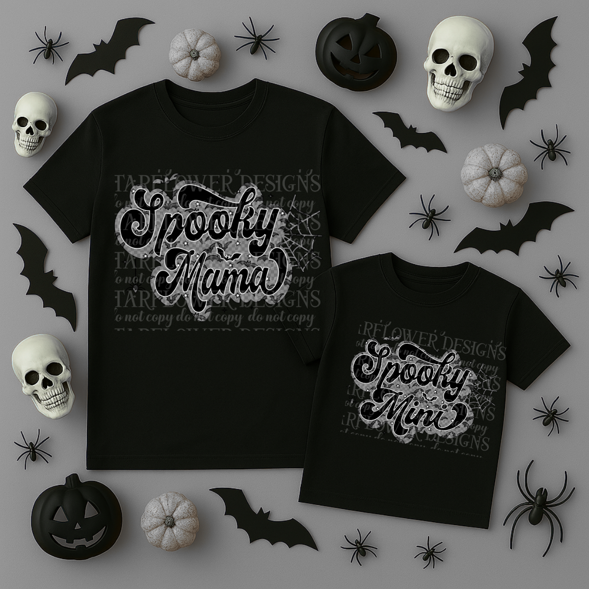 Gray Batty Spooky Mama, Mini, or Daddy (you choose!) - DTF TRANSFER ONLY (SFD JLY25)