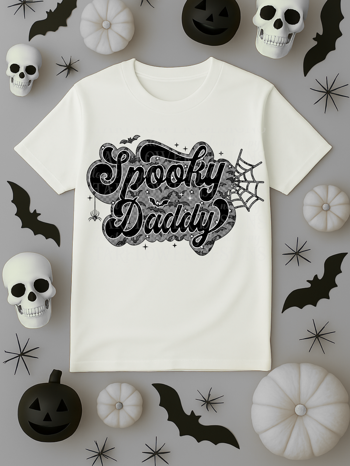 Gray Batty Spooky Mama, Mini, or Daddy (you choose!) - DTF TRANSFER ONLY (SFD JLY25)