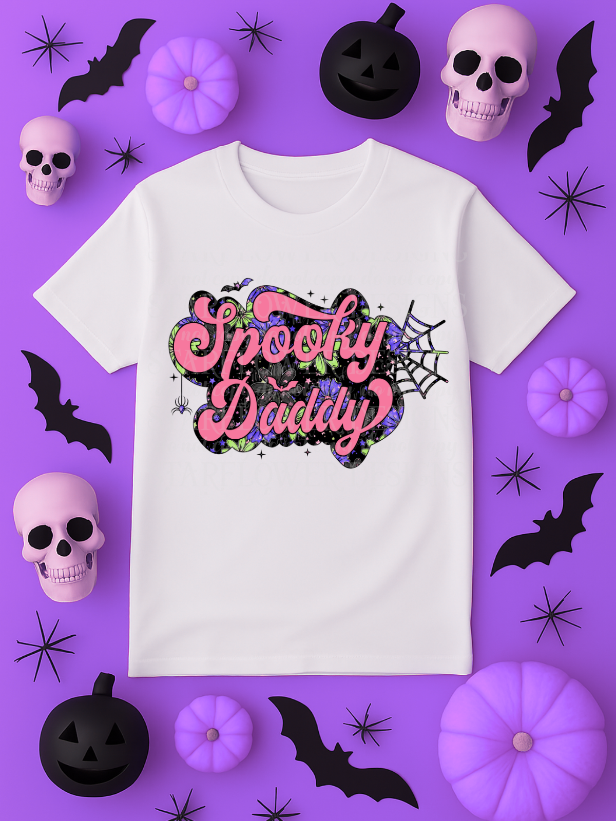 Floral Spooky Mama, Mini, or Daddy (you choose!) - DTF TRANSFER ONLY (SFD JLY25)
