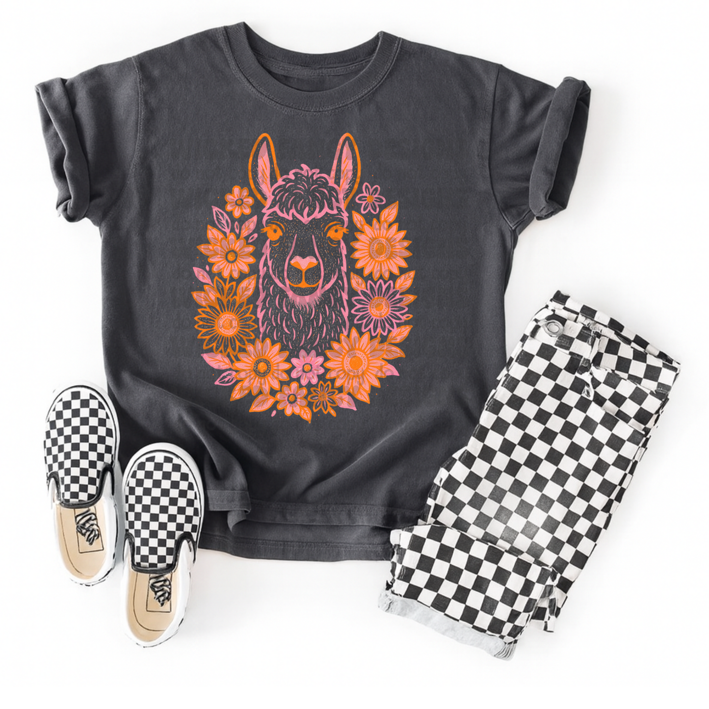 Preppy Floral Llama DTF TRANSFER (WFD Sept25)