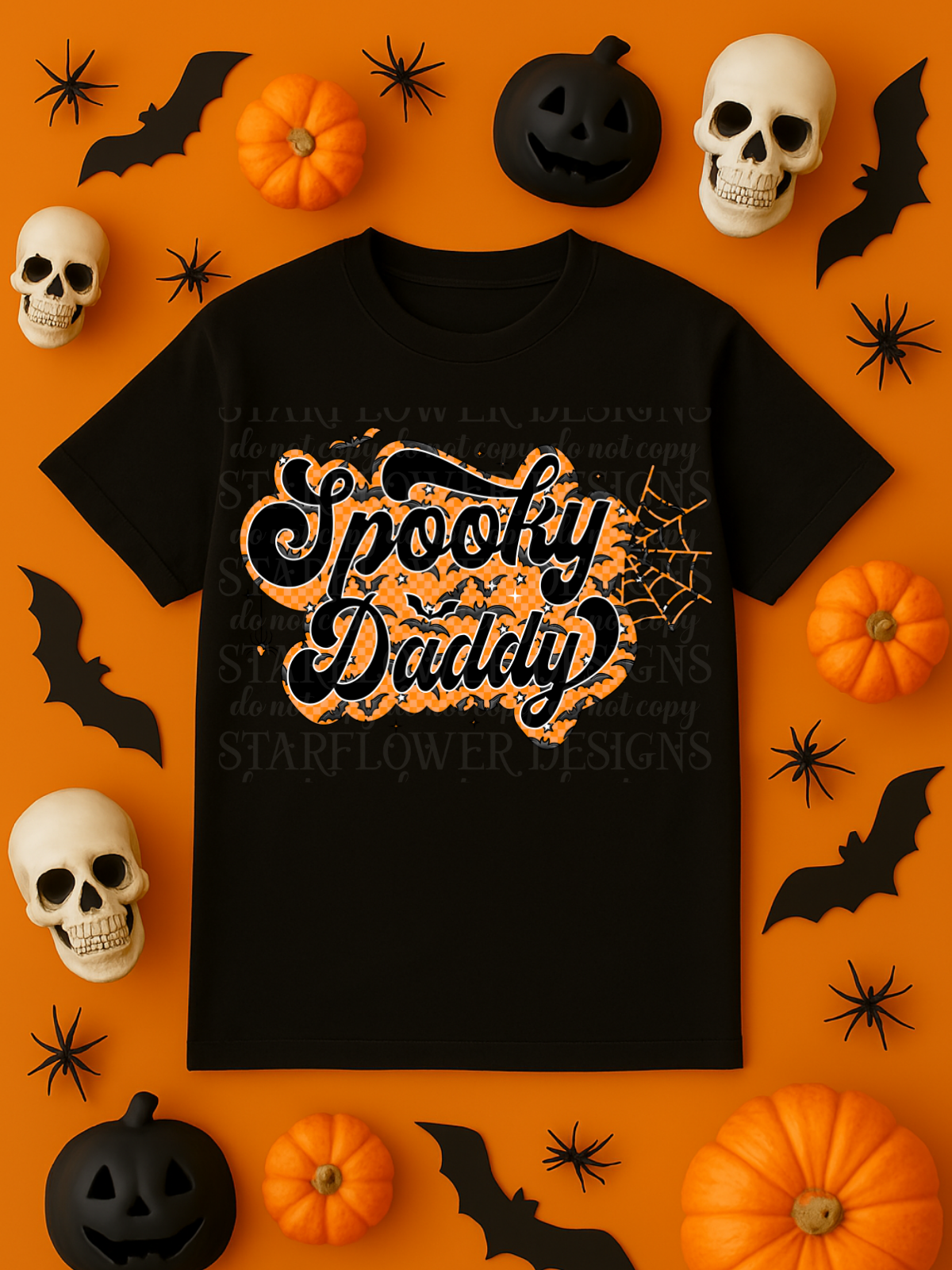 Orange Batty Spooky Mama, Mini, or Daddy (you choose!) - DTF TRANSFER ONLY (SFD JLY25)