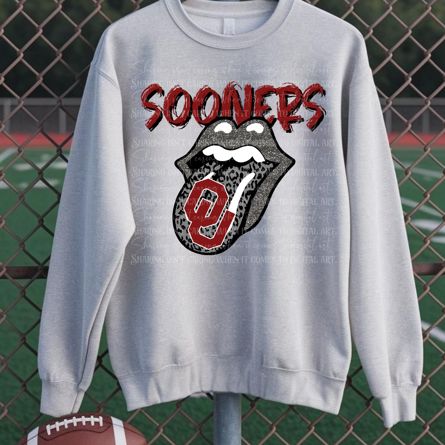 OU Sooners leopard glitter tongue - DTF TRANSFER (T4KD)
