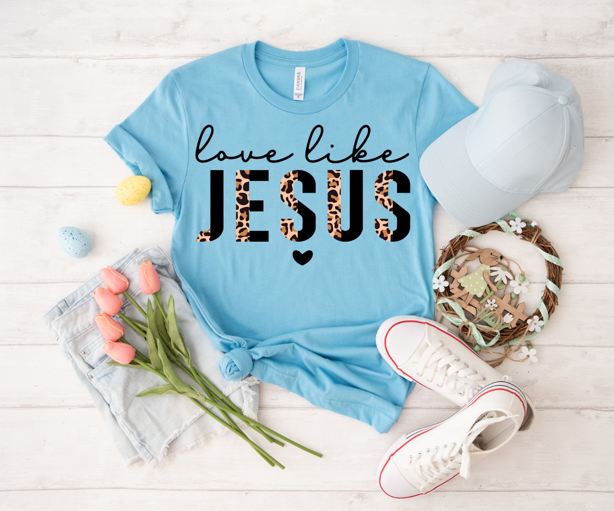 Love Like Jesus Sunflower Leopard TRANSFER ONLY