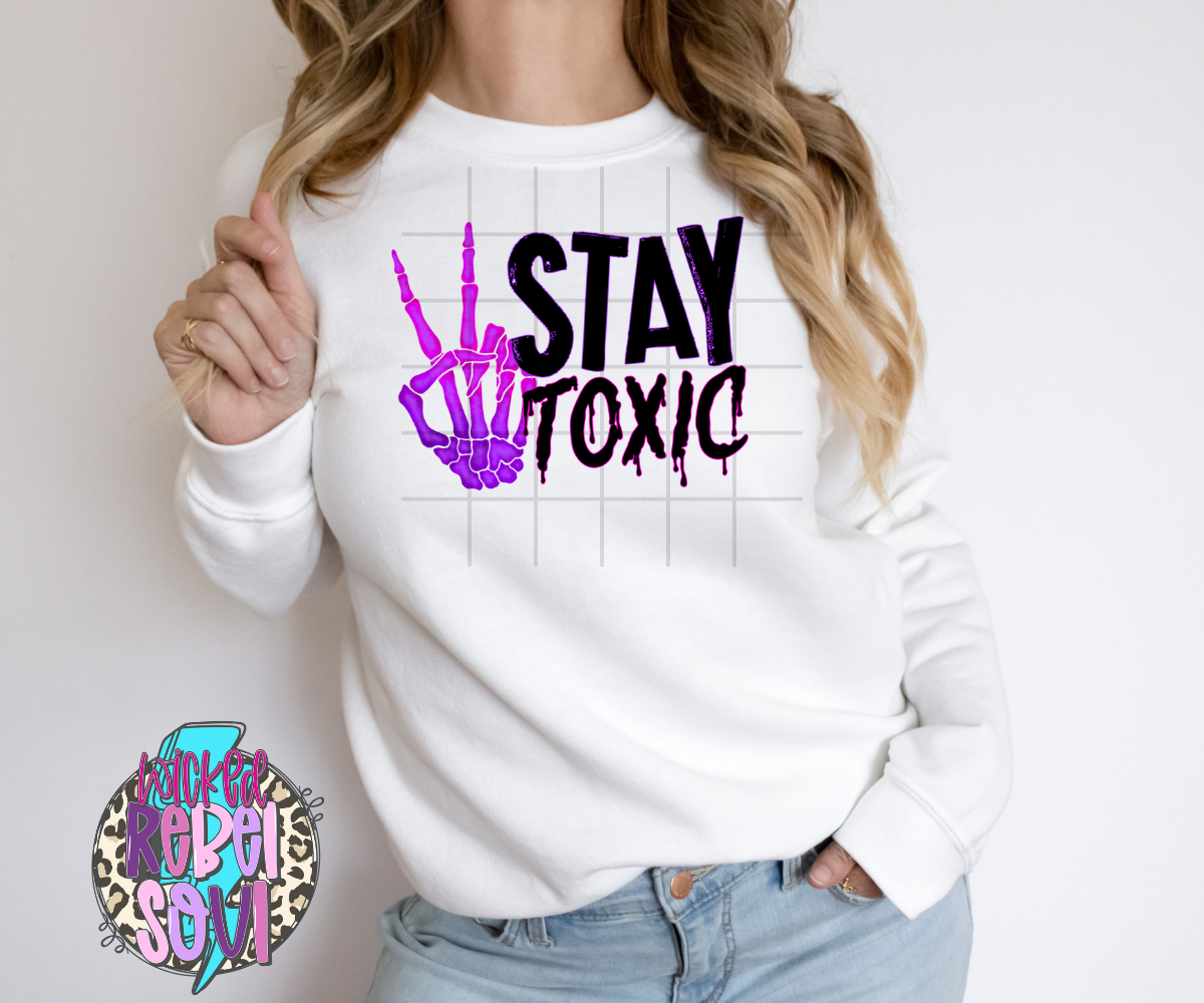 Stay Toxic peace sign skellie hand TRANSFER ONLY