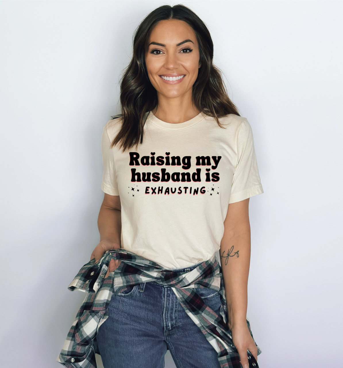 Raising my husband is exhausting BLACK & PINK - DTF direct to film transfer