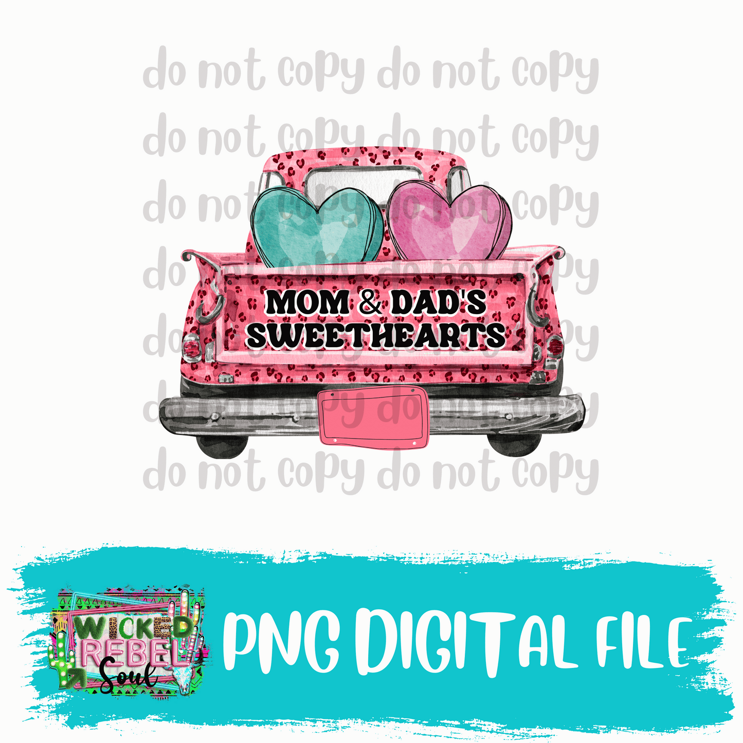 Mom & Dad's sweethearts vintage truck PNG