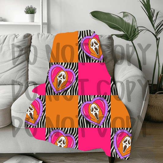 Boujee patchwork Ghostface - soft sherpa feel blanket 50x60