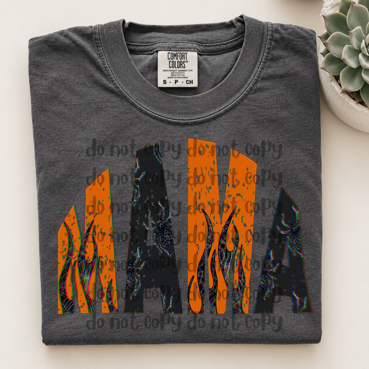 Mama black & orange flames - DTF TRANSFER (TPC)