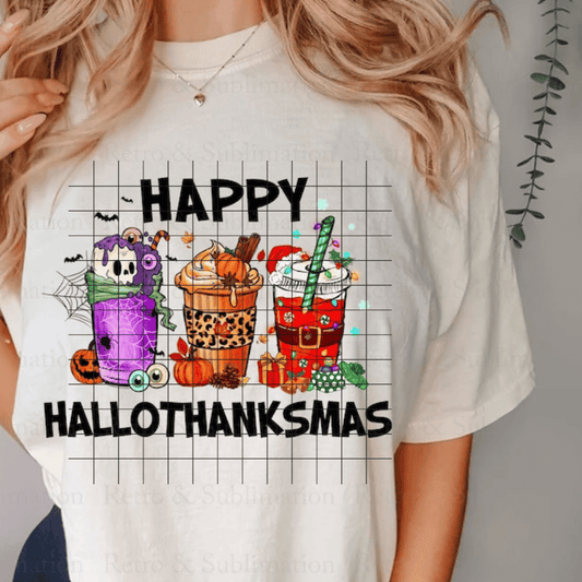 Cups #2 Happy Hallowthankmas - DTF TRANSFER ONLY