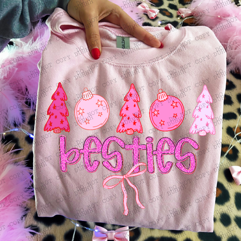 besties pink girlypop Christmas DTF Transfer