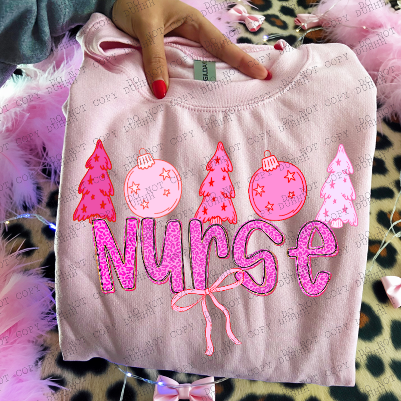 Nurse pink girlypop Christmas DTF Transfer