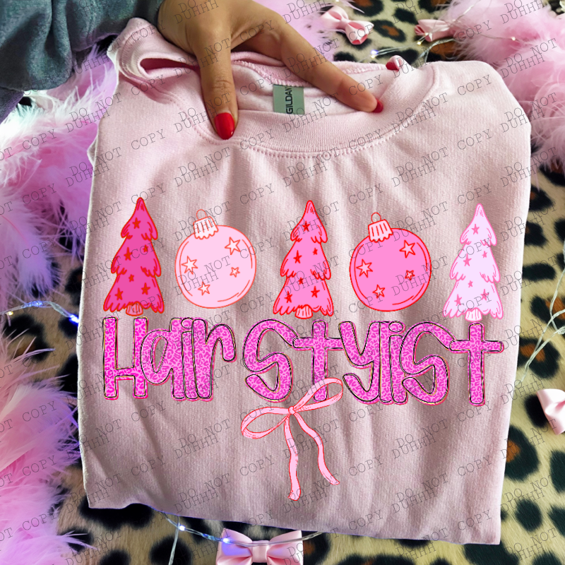 Hair stylist pink girlypop Christmas DTF Transfer