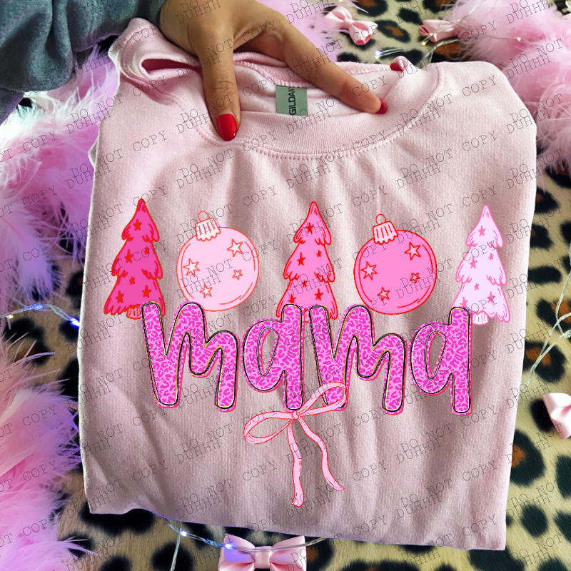 mama pink girlypop Christmas DTF Transfer