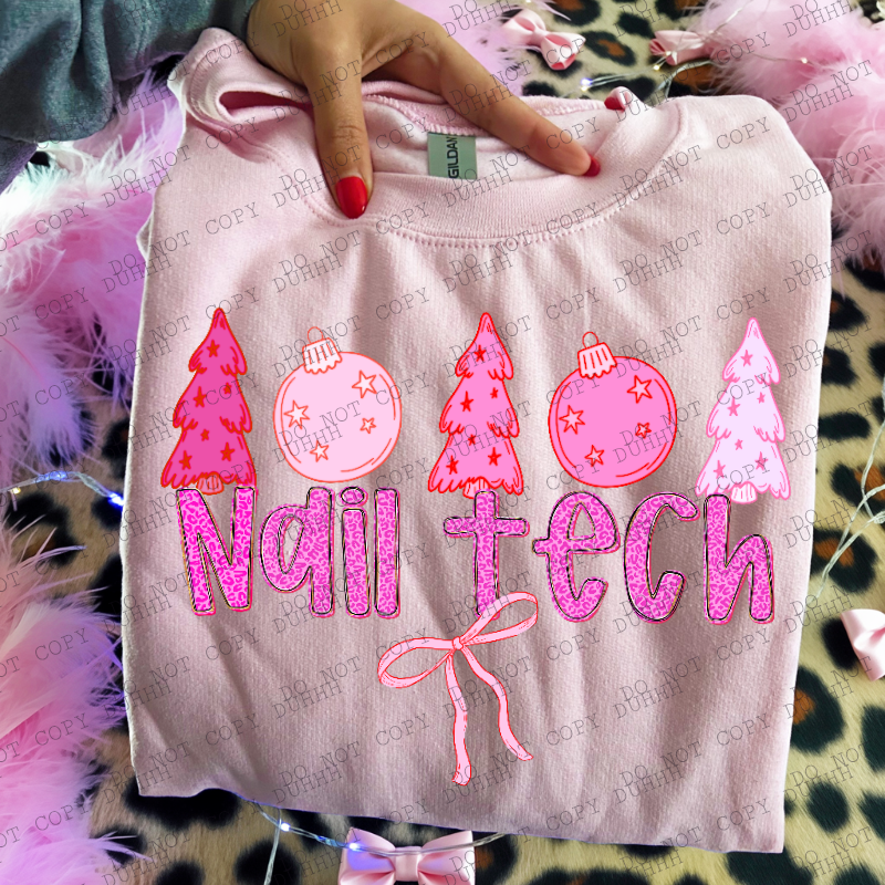 Nail tech pink girlypop Christmas DTF Transfer
