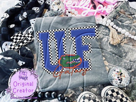 Gators checkered - DTF TRANSFER (GLD925)