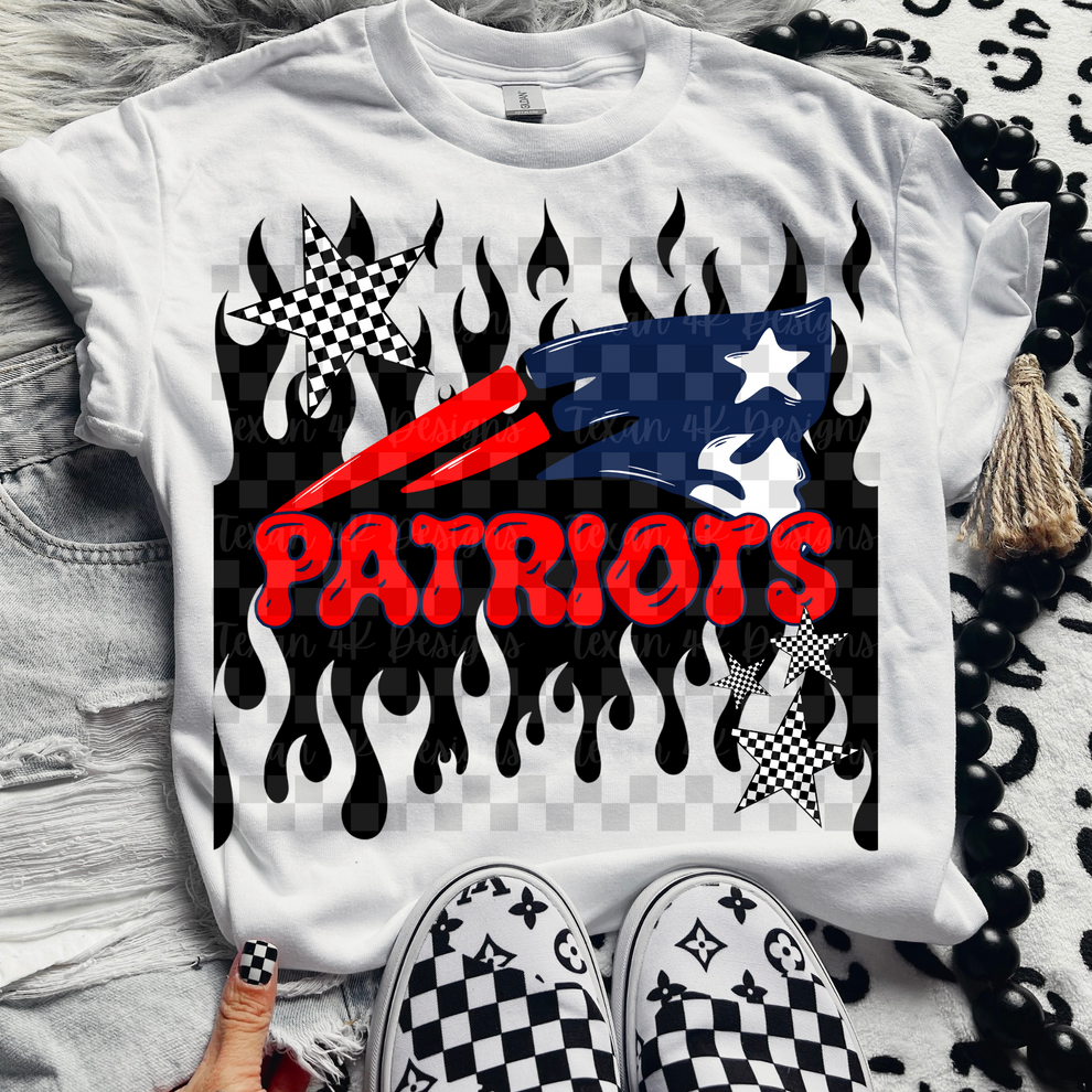Patriots ; flame drip - DTF TRANSFER (T4KD)