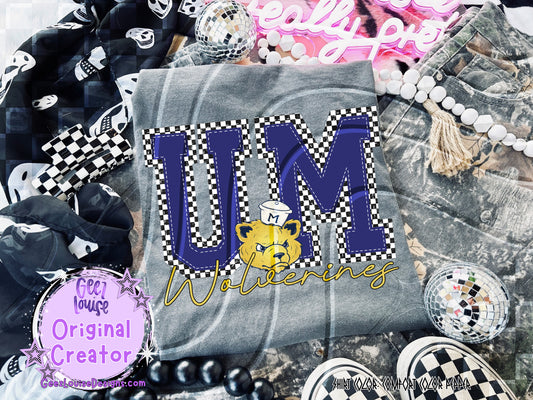 Um wolverines checkered - DTF TRANSFER (GLD925)